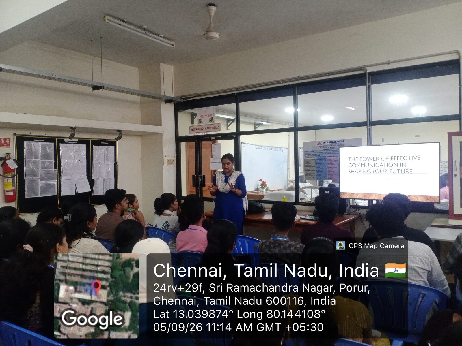Dr. Safrine addressing nursing students, Porur, Chennai, 5 September 2026